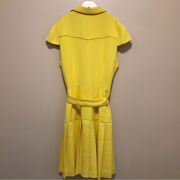 Alice + Olivia Yellow Yoko Short-sleeve Pleated Shirt Dress - Picture 7 of 15